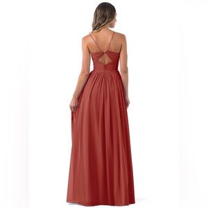 Cora bridesmaid dress (Azazie) in terracotta